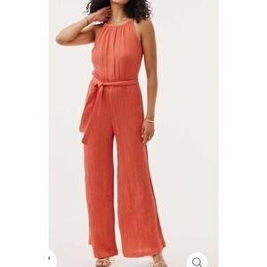 Bella Dahl Smocked back Cami jumpsuit in Papya red